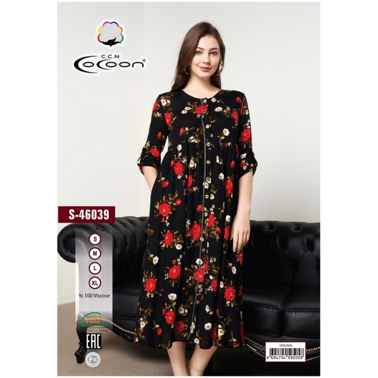 Халат длинный женский из вискозы S46039, COCOON
