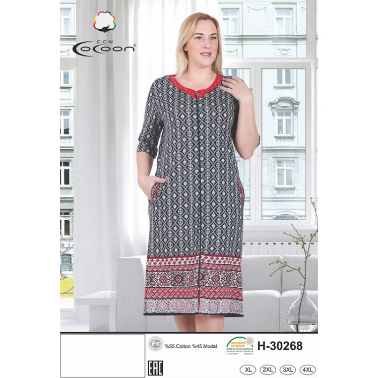 Женский халат на молнии H30268, COCOON-1