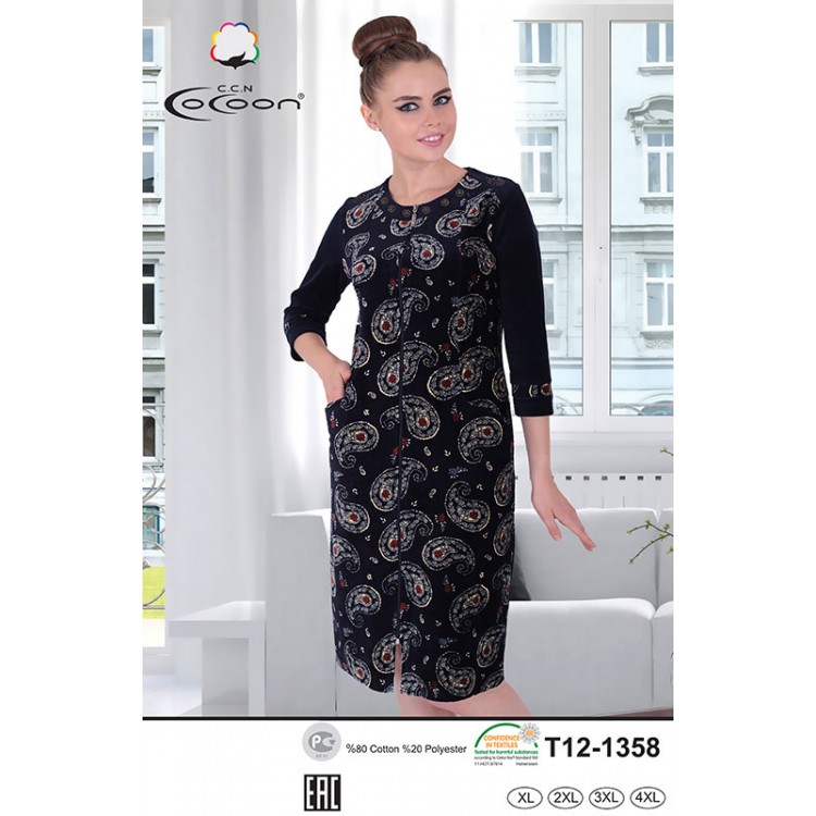 Женский халат на молнии T12-1358, COCOON