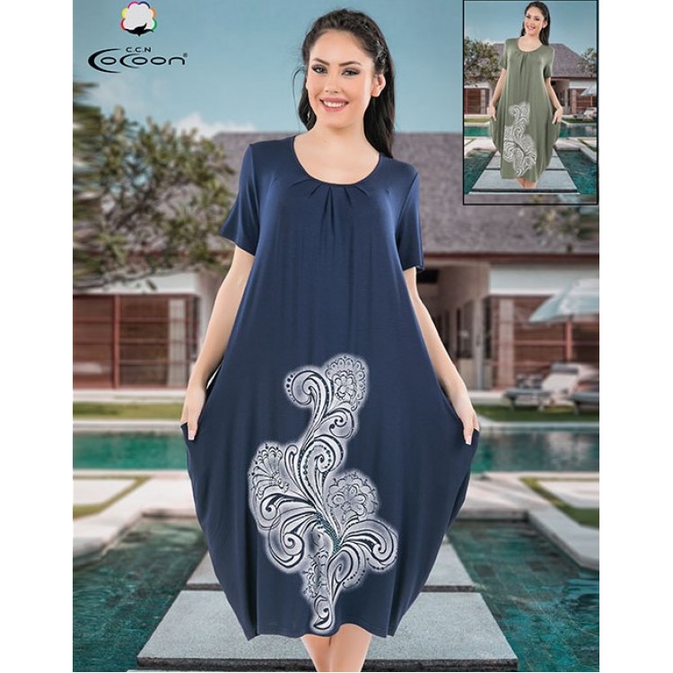 Женская туника из вискозы больших размеров 20200-blue, COCOON