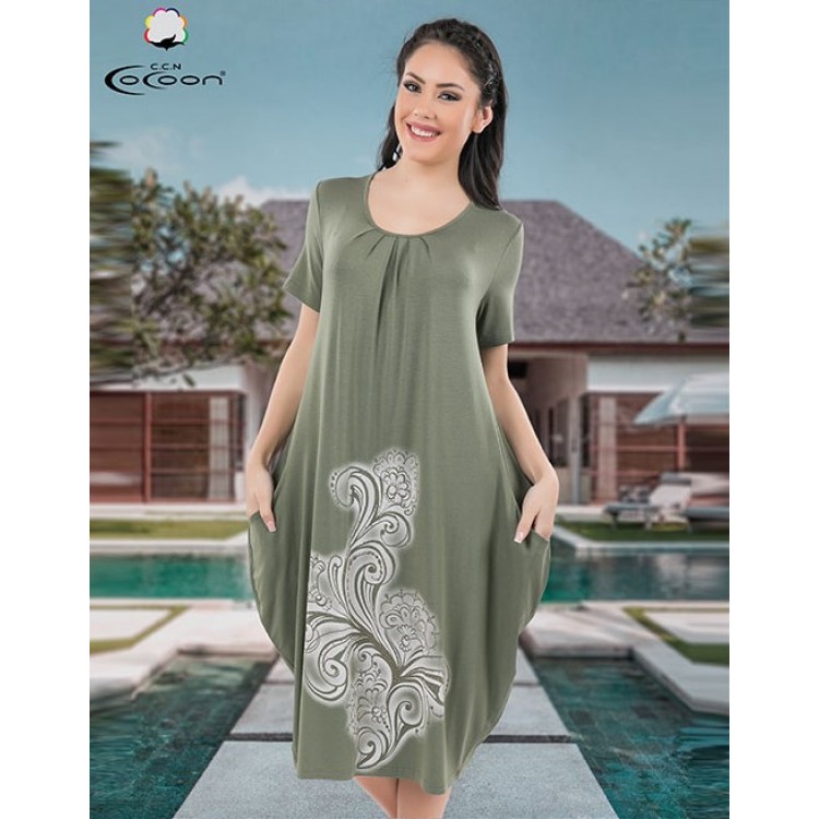 Женская туника из вискозы больших размеров 20200-khaki, COCOON