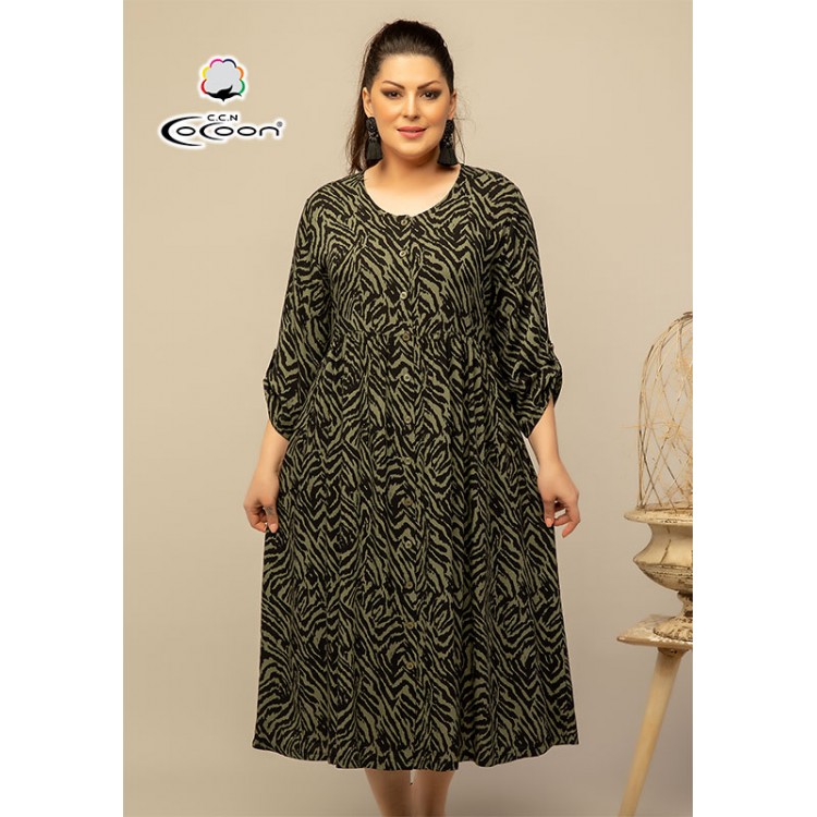 Халат женский домашний S46070 green, COCOON