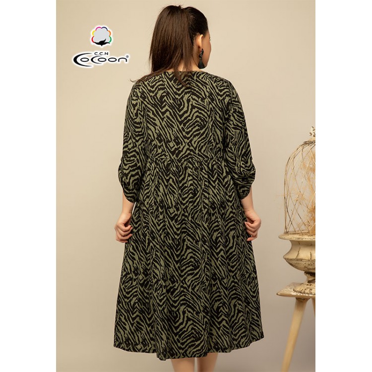 Халат женский домашний S46070 green, COCOON
