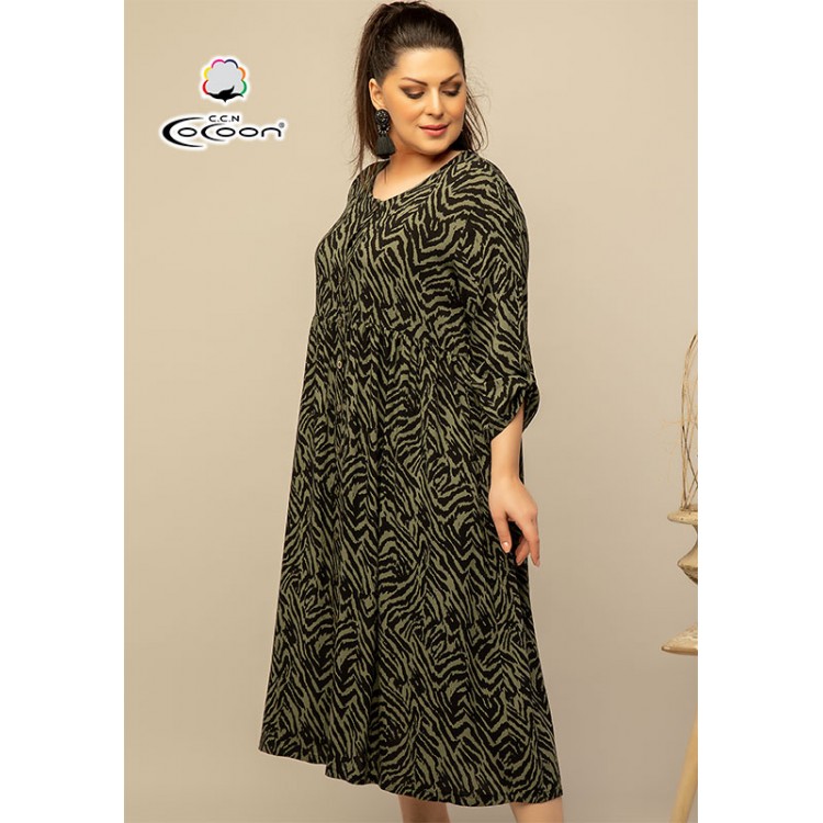 Халат женский домашний S46070 green, COCOON