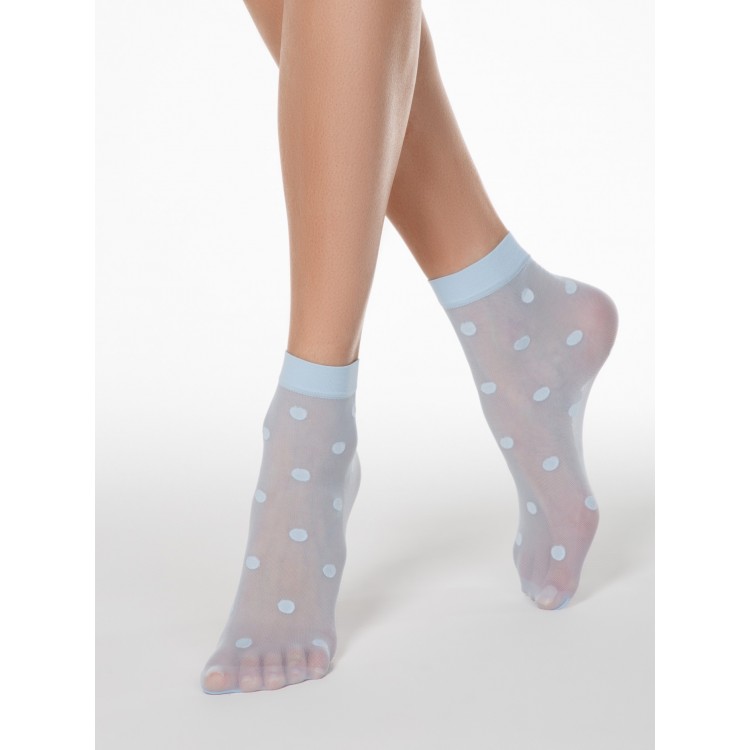 Эластичные женские носки в горошек 16С-124СП-light blue, Conte