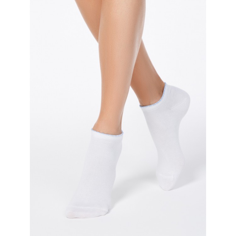 Укороченные спортивные женские носки из хлопка Active 12С-45СП white/azure, Conte
