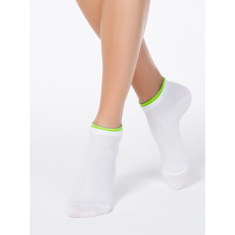 Укороченные спортивные женские носки из хлопка Active 12С-32СП white/light green, Conte