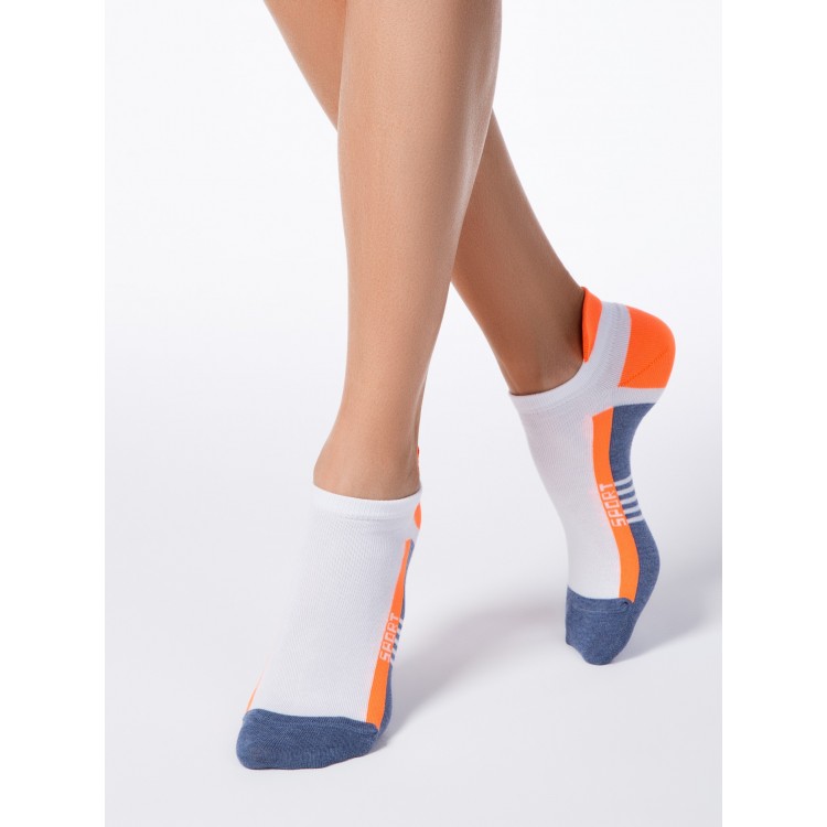 Носки женские укороченные спортивные Active 16С-71СП-jeans/orange, Conte 