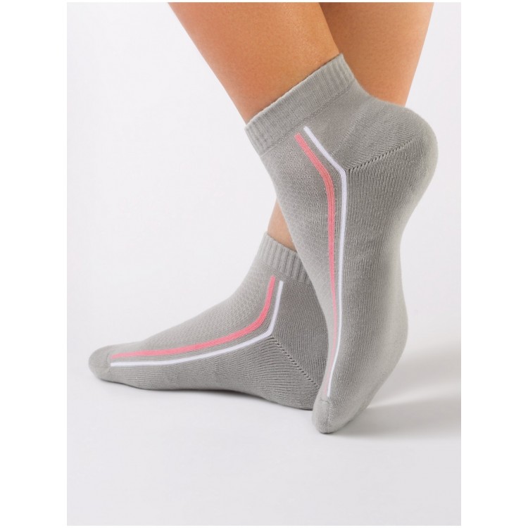 Укороченные спортивные женские носки из хлопка 7С-41СП 015 Active-gray, Conte