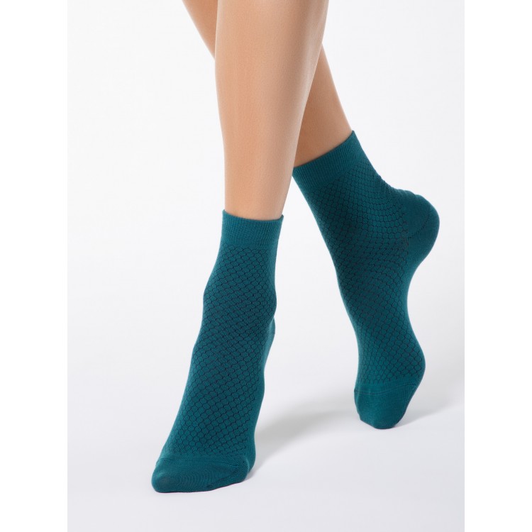 Хлопковые женские носки 15С-15СП 061 Classic-dark turquoise, Conte
