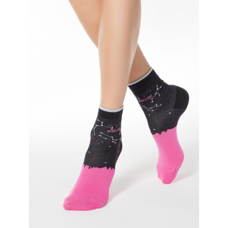 Носки женские хлопковые с люрексом 17С-46СП 122 Classic-black/pink, Conte
