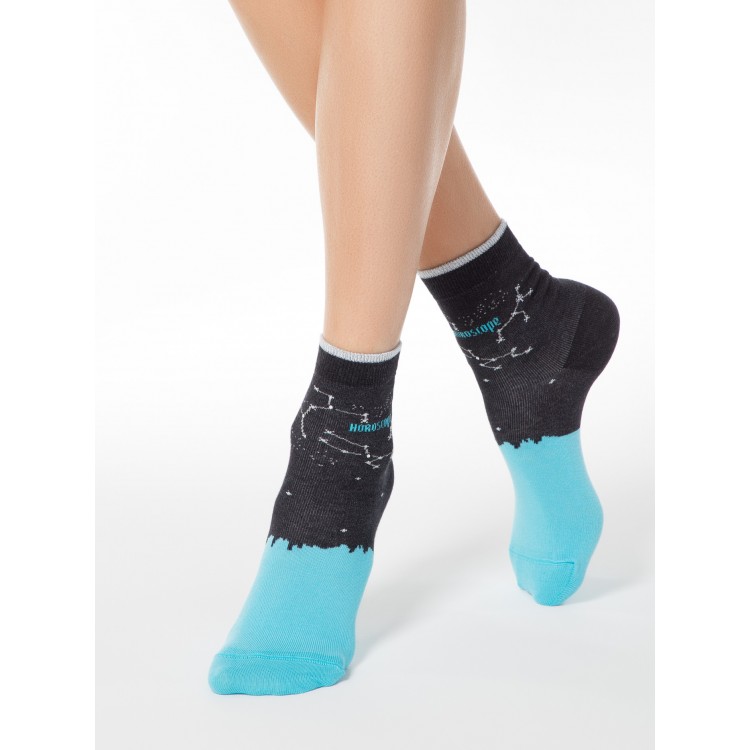 Носки женские хлопковые с люрексом 17С-46СП 122 Classic-black/turquoise, Conte
