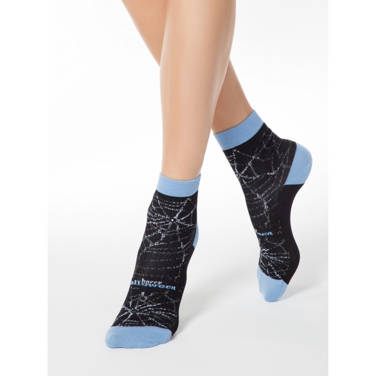 Носки женские хлопковые с люрексом 17С-46СП 285 Classic-black/blue, Conte