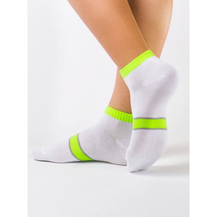Укороченные спортивные женские носки 7С-34СП 066 Classic-white/light green, Conte