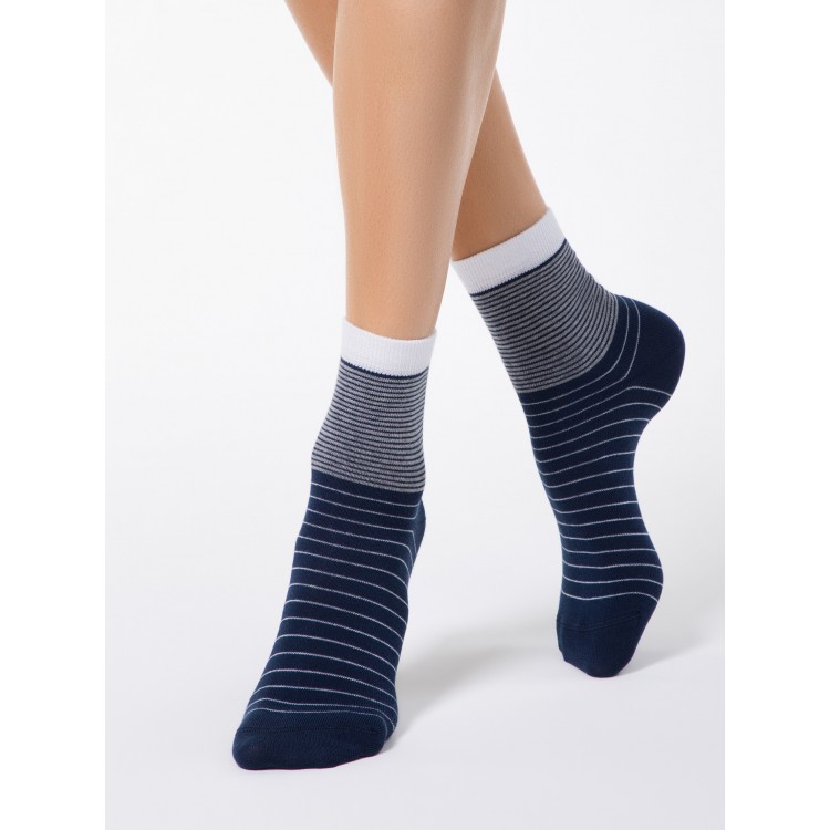 Носки женские из хлопка 7С-22СП 058 Classic-dark blue, Conte