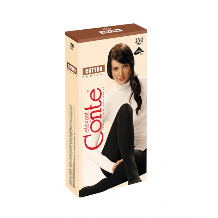 Колготки женские теплые 150 den Cotton 150 - nero, Conte