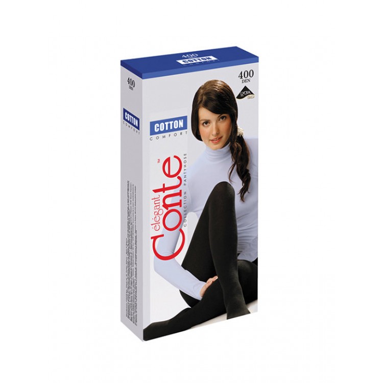 Колготки женские теплые 400 den Cotton 400 - nero, Conte