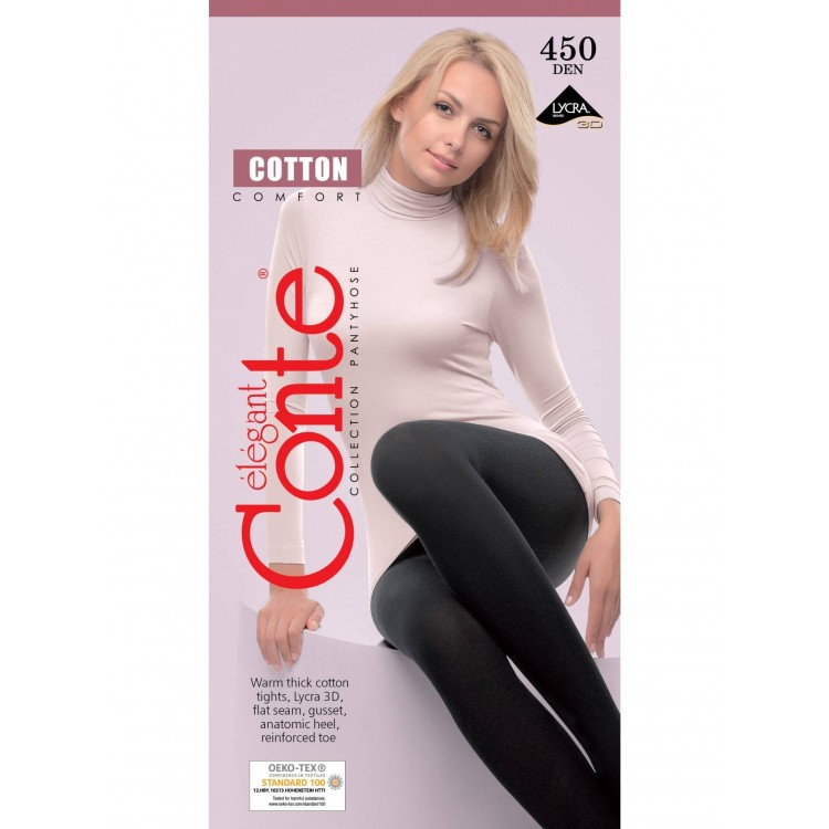 Колготки женские теплые 450 den Cotton 450 - nero, Conte