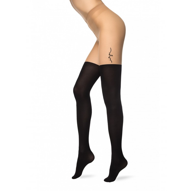 Фантазийные женские колготки с эффектом тату Fantasy Lovely-nero/bronz, Conte