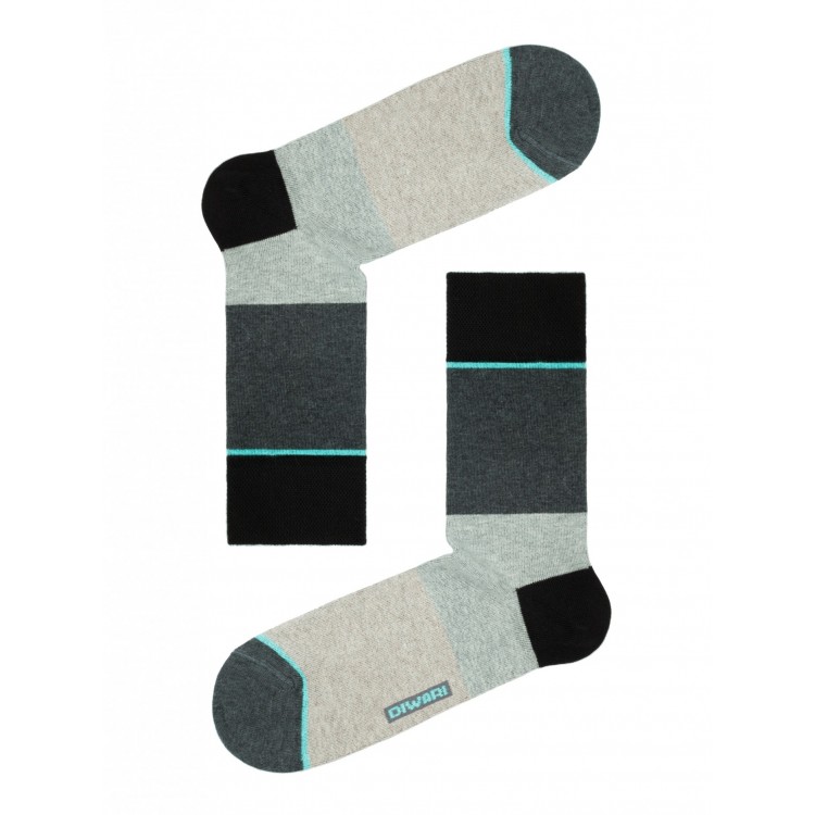 Носки мужские из хлопка "DiWaRi" Happy 15С-23СП 033-dark grey/turquoise, Conte