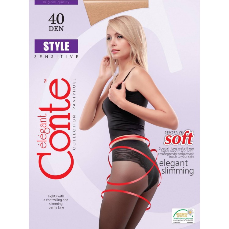 Колготки с утягивающими ажурными трусиками Style 40 - shade, Conte