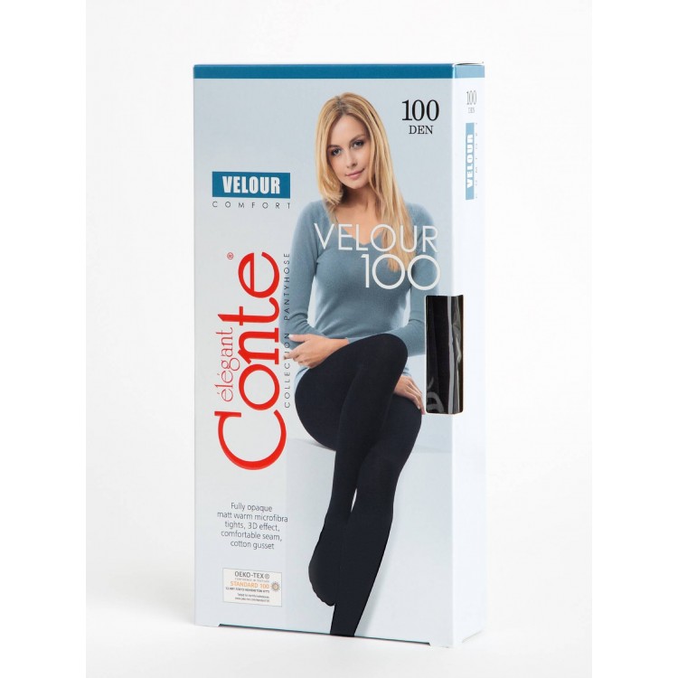 Колготки плотные микрофибра Velour 100 anthracite, Conte