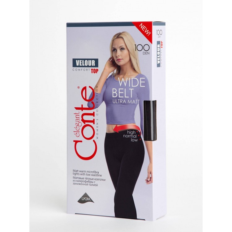 Колготки плотные микрофибра Velour Top 100 anthracite, Conte