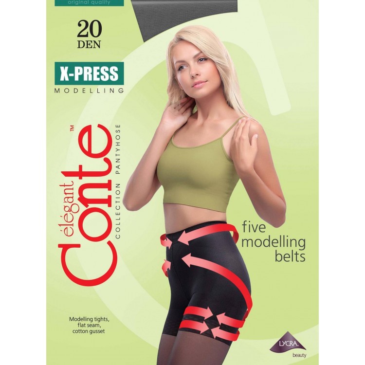 Колготки женские моделирующие с эффектом push-up X-press 20 - nero, Conte