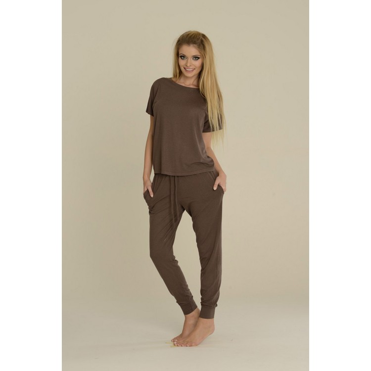 Коричневая пижама из вискозы 524 PAULA brown, DeLafense