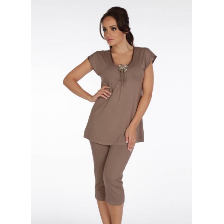Коричневая пижама из вискозы 884 VISA brown, DeLafense