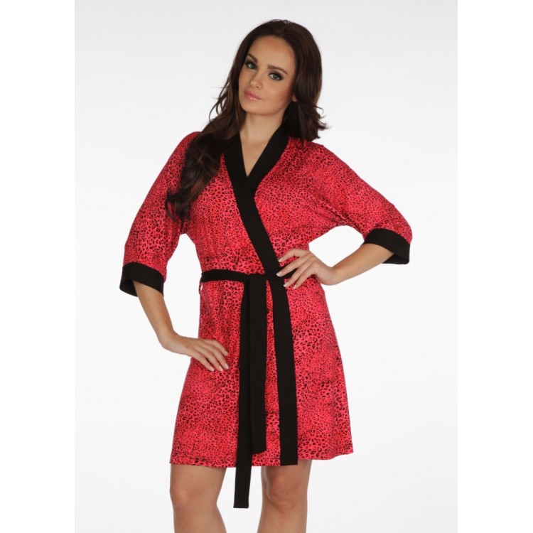 Леопардовый трикотажный халат 887 JASMINE red, DELAFENSE