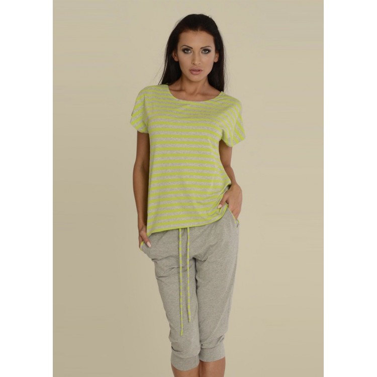 Полосатая пижама из вискозы 540 JOVITE lemon/gray, DeLafense