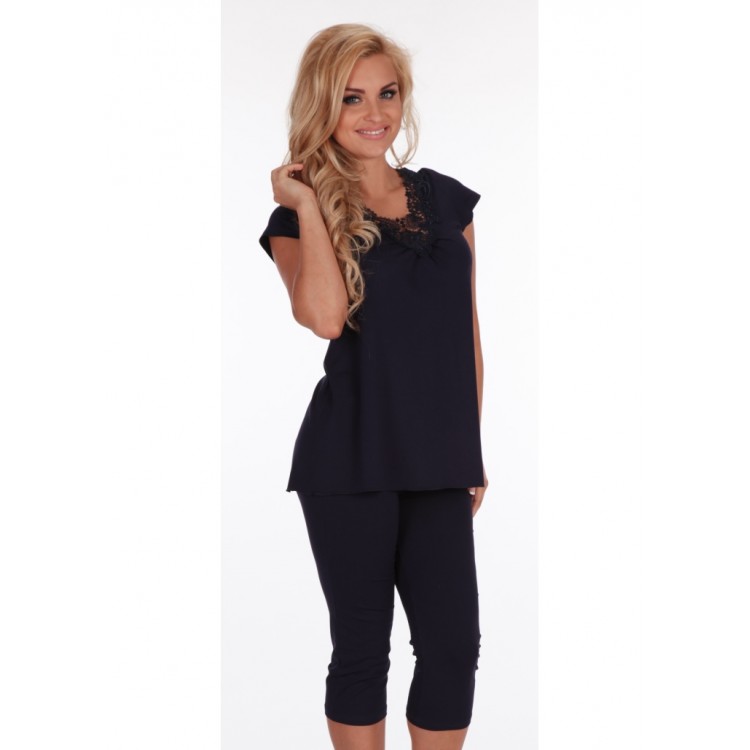 Женская пижама из вискозы 958 SELENE dark blue, DeLafense