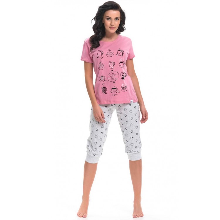 Пижама женская с бриджами 9222 pink/gray DOBRANOCKA