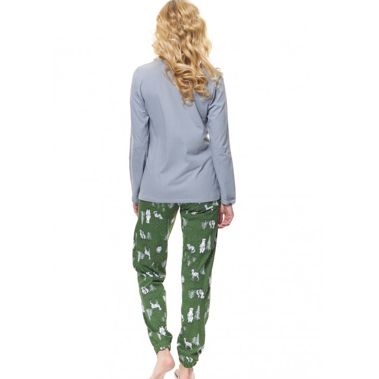 Женская хлопковая пижама с брюками 9506-gray/green, Doctor Nap