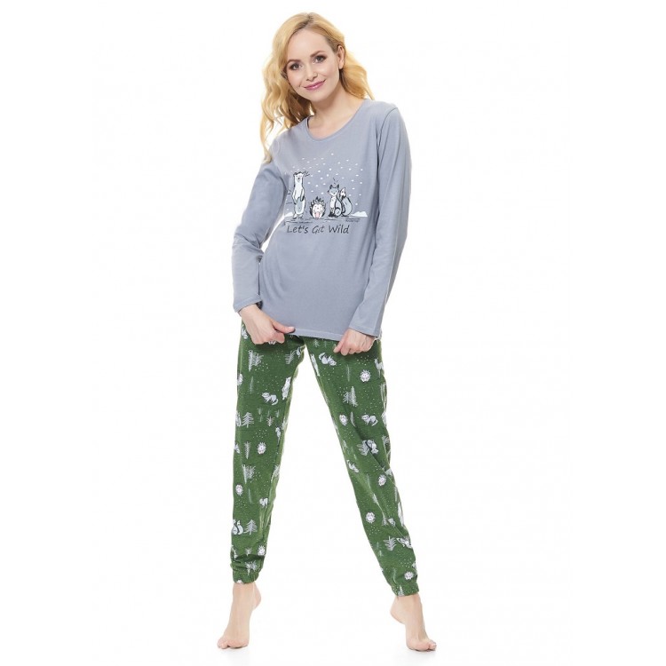 Женская хлопковая пижама с брюками 9506-gray/green, Doctor Nap