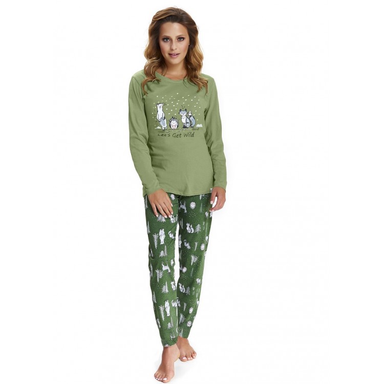 Женская хлопковая пижама с брюками 9506-green, Doctor Nap