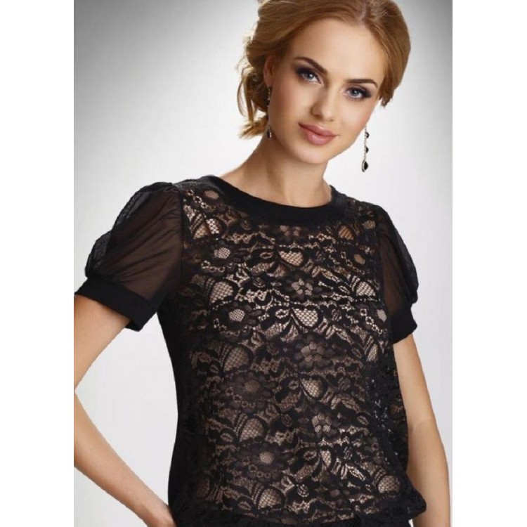 Черная женская кружевная блузка Fiorella-black, ELDAR