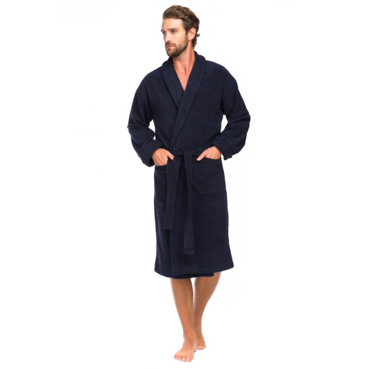 Мужской махровый халат 363 Deep Blue, Еватекс