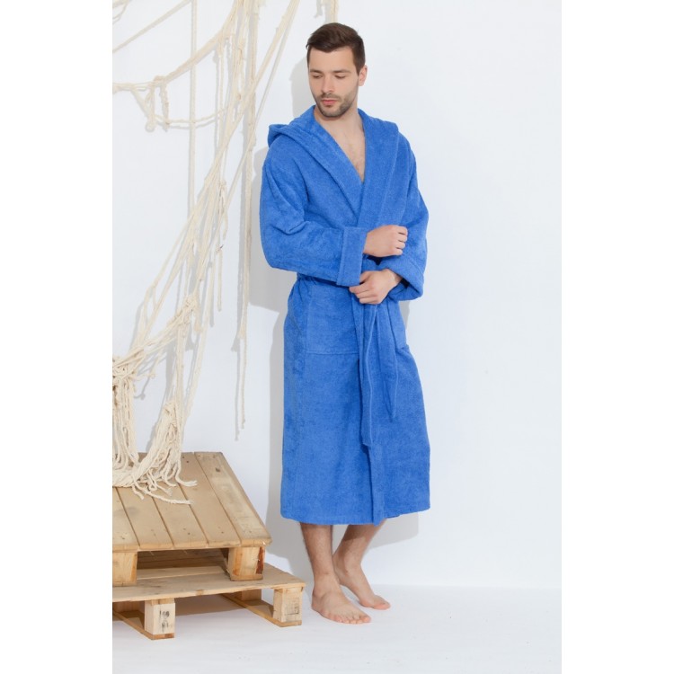 Мужской махровый халат 901 SPORT&Life blue, Еватекс