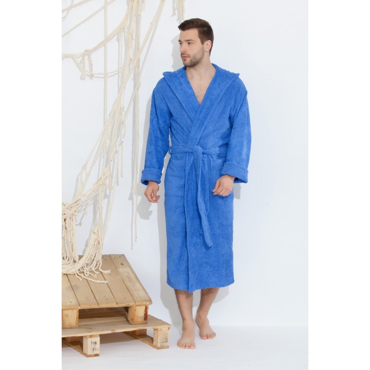 Мужской махровый халат 901 SPORT&Life blue, Еватекс