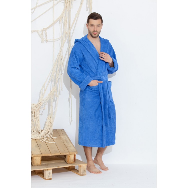 Мужской махровый халат 901 SPORT&Life blue, Еватекс
