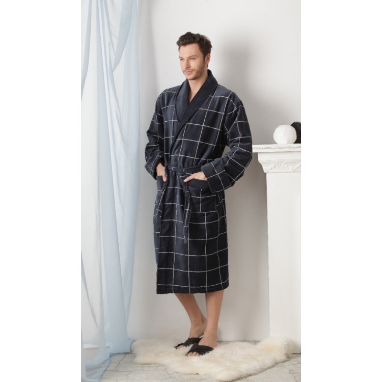 Мужской махровый халат QUATTRO Deep Grey, Еватекс