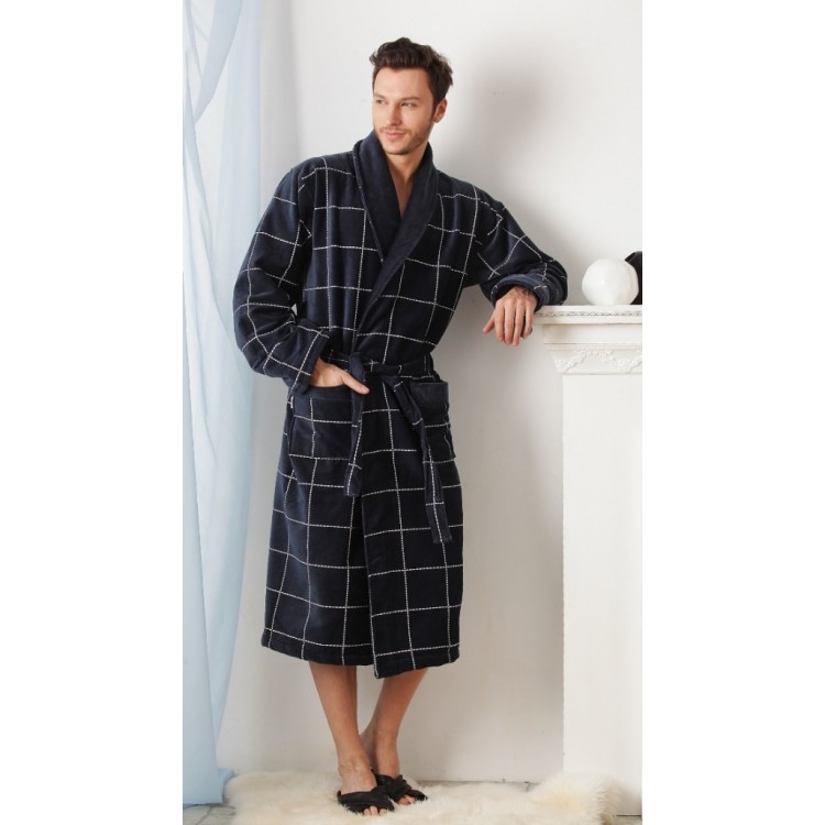 Мужской махровый халат QUATTRO Deep Grey, Еватекс