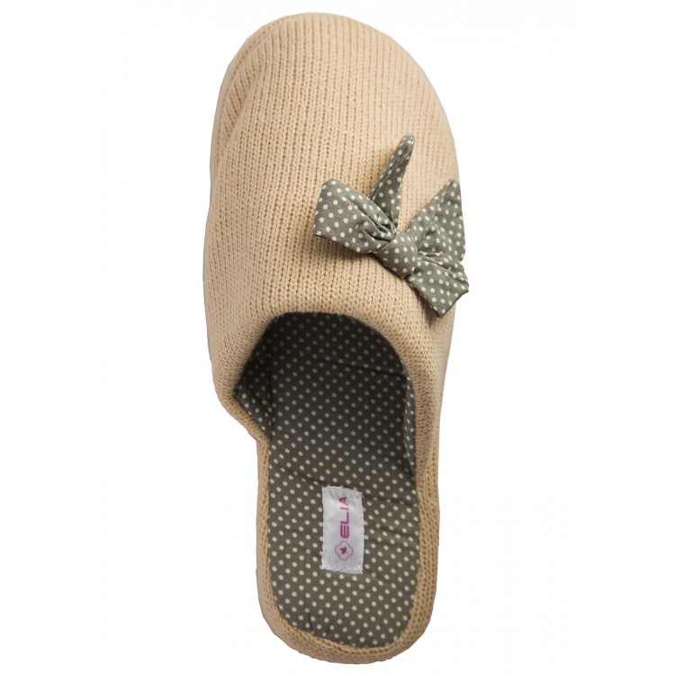 Женские домашние тапочки 56317-beige "Вязаные", Elia