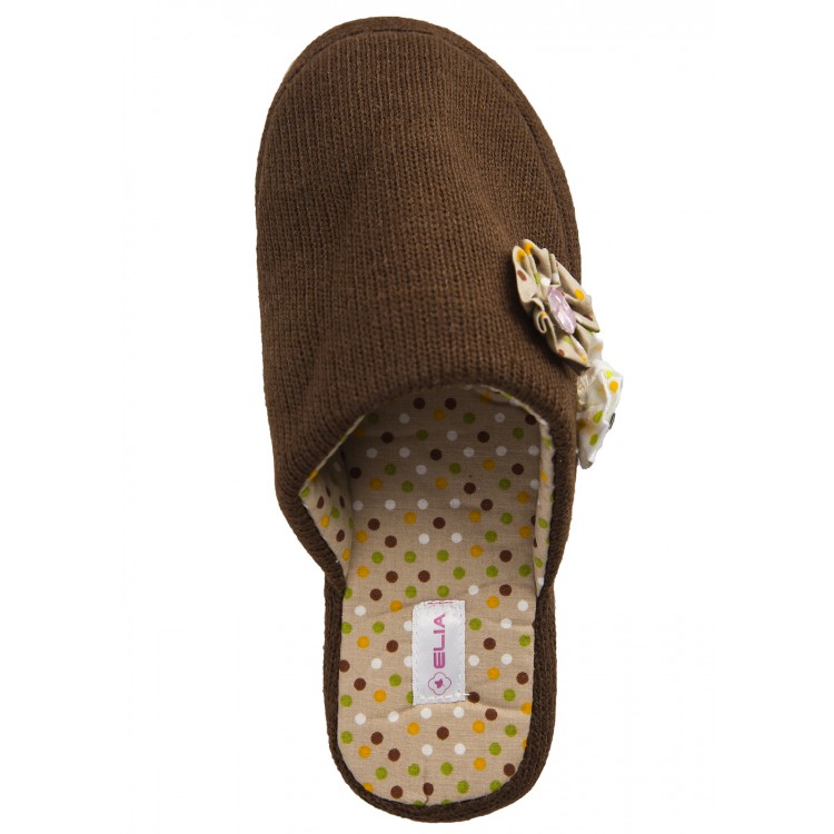 Женские домашние тапочки 56317-brown "Вязаные", Elia