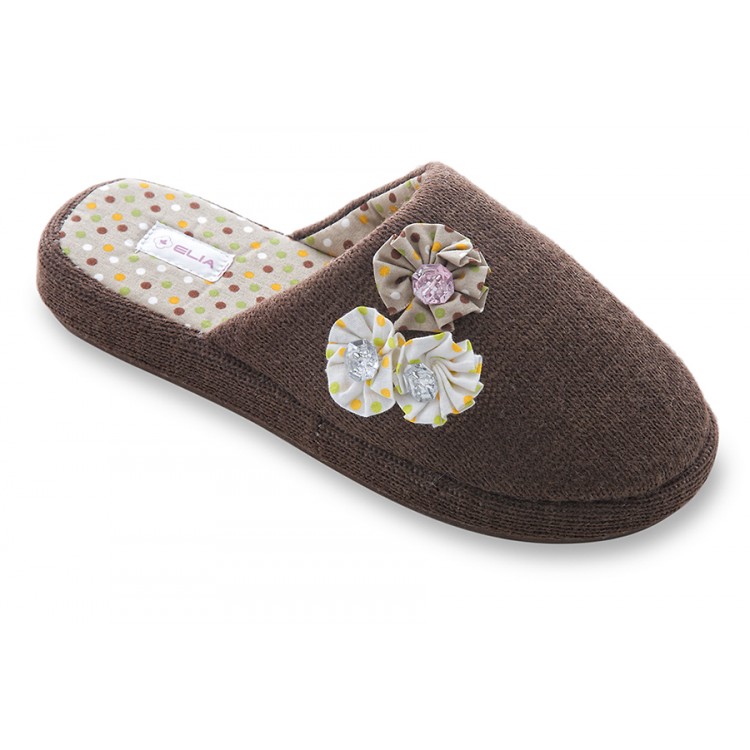 Женские домашние тапочки 56317-brown "Вязаные", Elia
