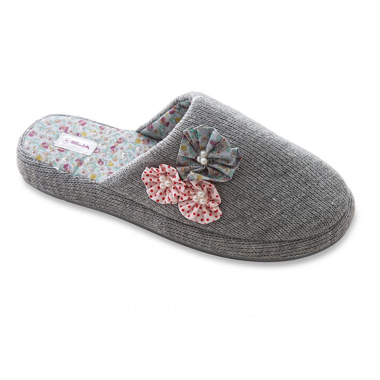 Женские домашние тапочки 56317-gray "Вязаные", Elia