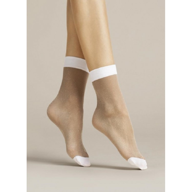 Носочки женские с люрексом 1081/G BIANCO 20 den, FIORE
