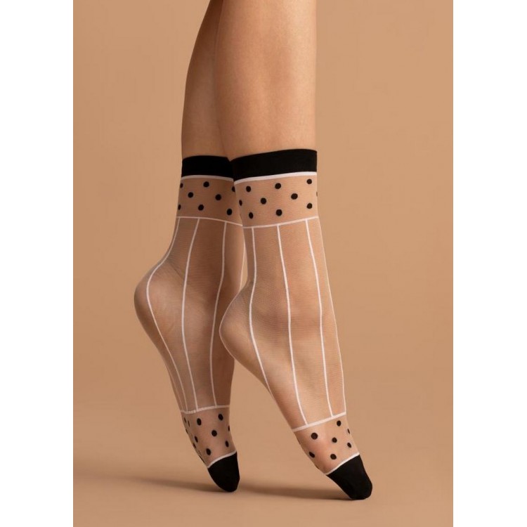 Носки женские эластичные 1091/G SPICY black/wheit 15 den, FIORE
